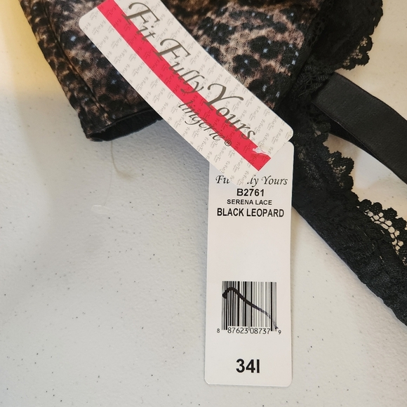 Fit Fully Yours Serena Lace Underwire Bra Black Leopard Unpadded Size 34i New - Picture 6 of 7